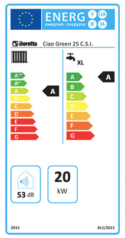 etiqueta de eficiencia energetica caldera beretta ciao green 25 csi